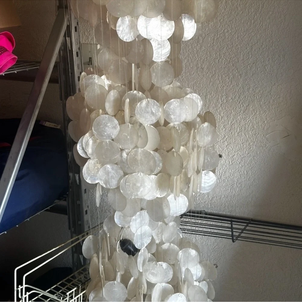 Vintage 4 Tier Capiz Shell Chandelier - Picture 7 of 8